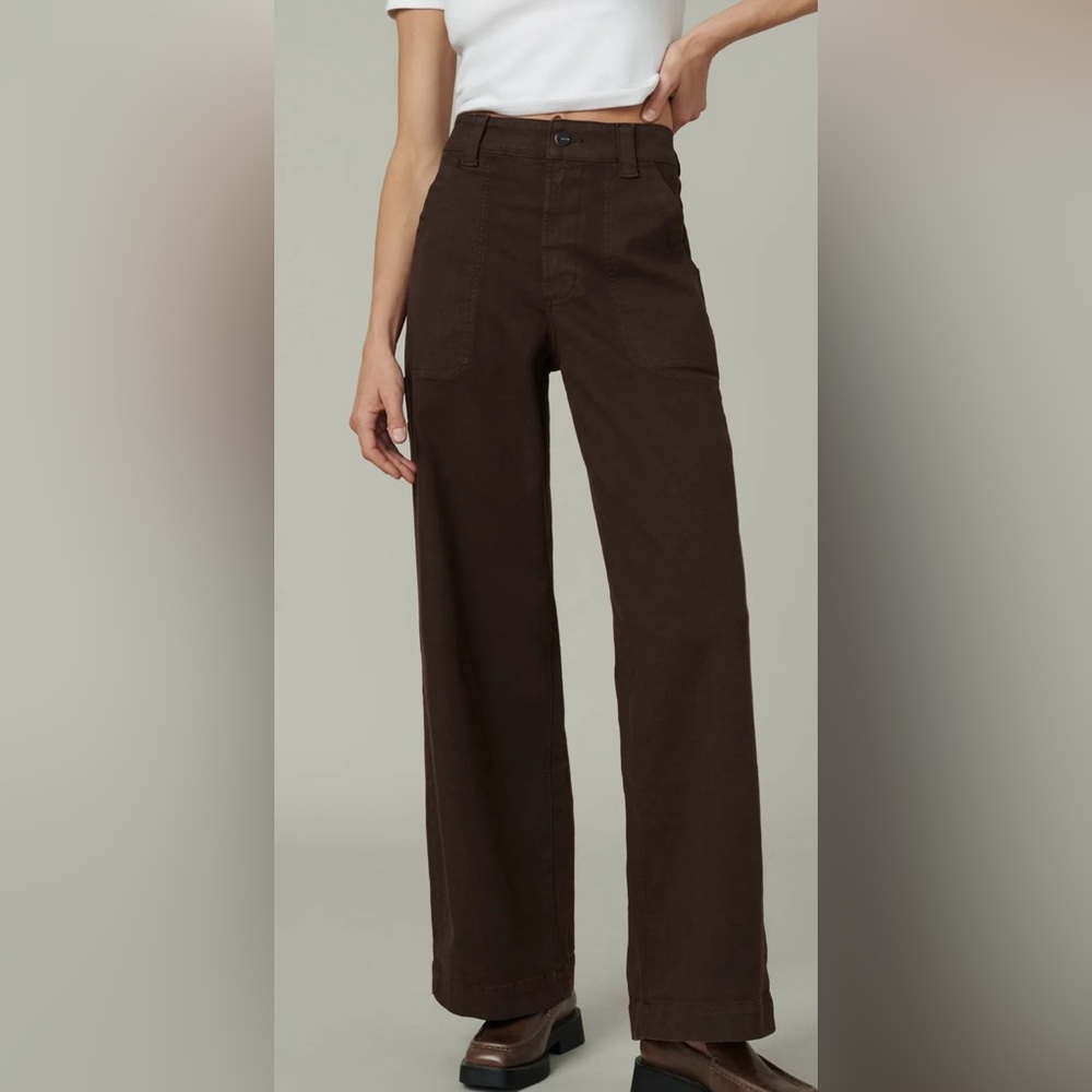 Joe’s Jeans Chloe Utility High Rise Wide Leg Jeans Coffee Bean Brown size 33 - Picture 2 of 16